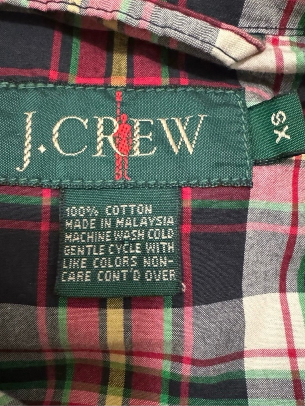 VINTAGE 1990’s J Crew plaid tartan hooded anorak windbreaker jacket half zip XS - Picture 5 of 11